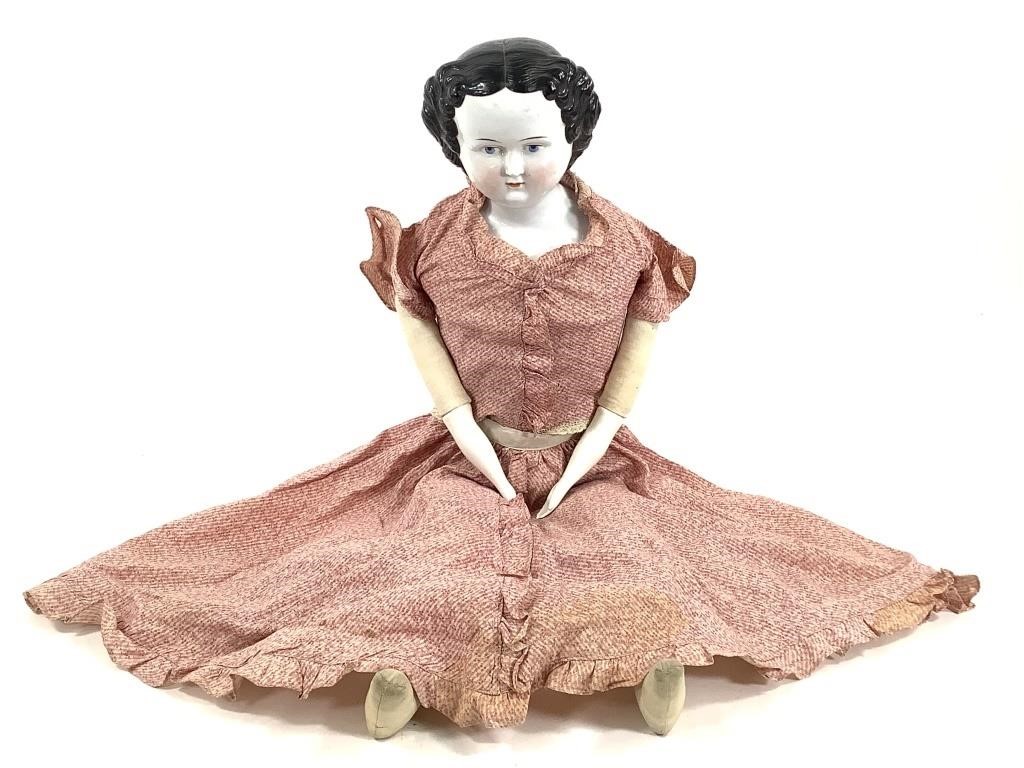 25" China Head Doll w Cloth Body, China Hands