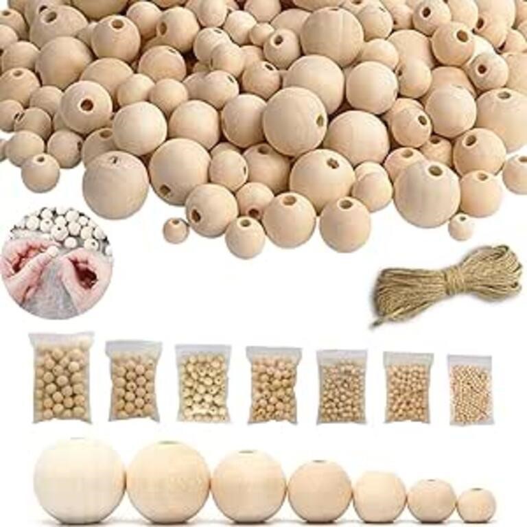 DeluxShoppe 1070 Pieces Wooden Beads| 7 Sizes