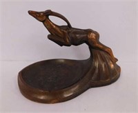 Rare art deco copper antelope gazelle ashtray,