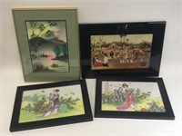 Lot of 4 Oriental Style Art Pieces