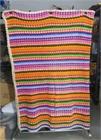 Vintage Handmade Multi Color Crochet Blanket