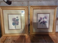 Set of floral pics in gold frames