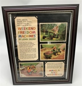 John Deere lawn tractor framed advertisement