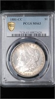 1881-CC Morgan Silver Dollar PCGS MS63