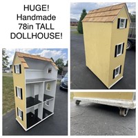 RARE Handmade HUGE Wooden Dollhouse 78in TALL!