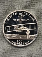 2001 S Proof Silver State Quarter Nc 90% Silver