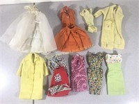 Lot of Nine 1960s Barbie Dresses and Outfits