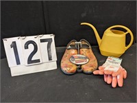 Womens Size 9 Shoes, Watering Can & Gloves