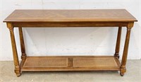 Wooden Console Table w/ Cane Accents
