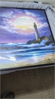 Estate   Framed Lighthouse Picture 16" x 20"