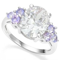 Huge White Topaz & Tanzanite Statement Ring in Ste