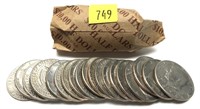 Roll of Kennedy half dollars, 20 pcs, mixed dates