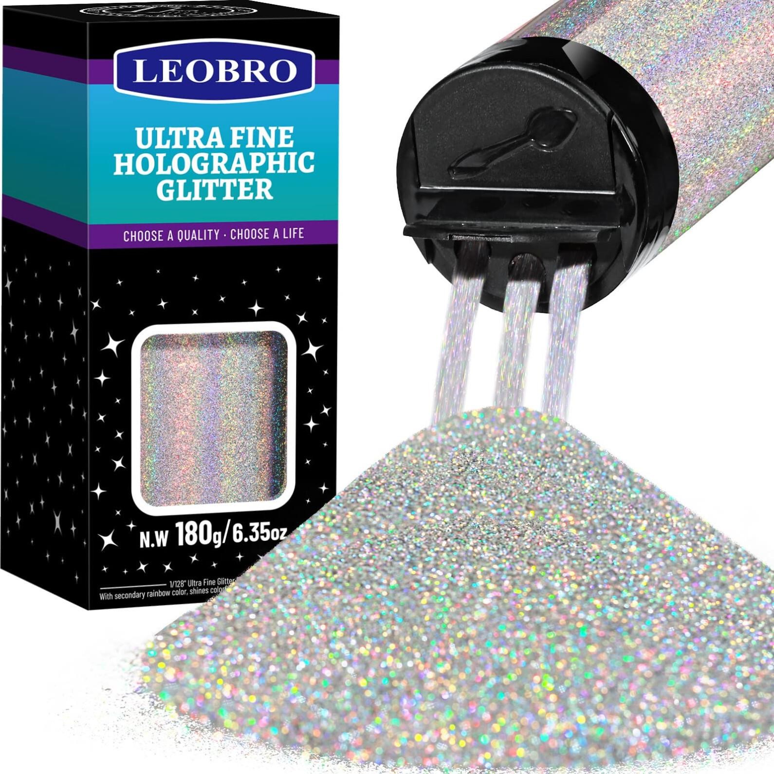 LEOBRO Glitter, 180G/6.35OZ Silver Glitter, Hologr