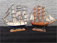 Lot of 2 Miniature Sailboats replica models.