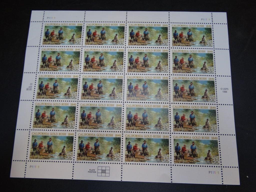 CA Gold Rush Unused 33 Cents Unused U.S. Stamps