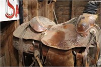 Double Bull Hide covered Circle Y Saddle