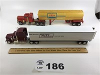 2 TRACTOR TRAILER TOY TRUCKS