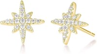Gold-pl. .68ct White Sapphire Starburst Earrings