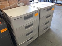 (2) 4-DRAWER PLASTIC STORAGE CABINETS