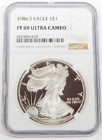 1986-S PROOF SILVER EAGLE - NGC PF69 ULTRA CAM