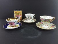 3 tasses, soucoupes en porcelaine, Angleterre