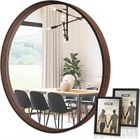 Round Decorative Wood Frame Wall Mirror