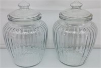 2 glass candy jars 8"