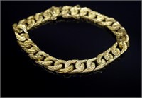 18ct Yellow "molten" gold Cuban chain bracelet