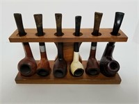 Lot Of 6 Briar Pipes On Stand