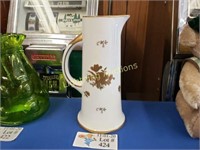 WHITE AND GOLD VINTAGE PITCHER