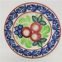 Antique Painted Plate Floral Fruit