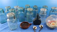 Vintage & Antique Ball 1906 Blue Glass Lid Jars &