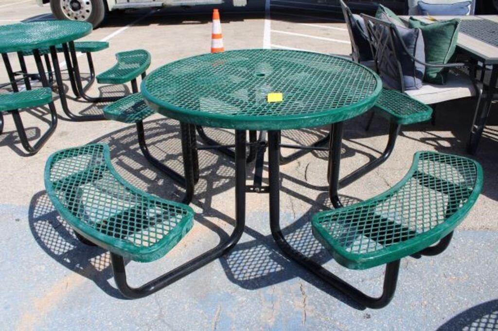 Thermoplastic-Coated Metal Round Picnic Table,