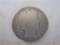 1907 Barber 1/2 dollar