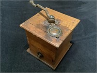 Antique wooden coffee grinder