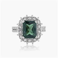 14K WHITE GOLD 3.35CT TOURMALINE 0.54CT DIAMOND RI