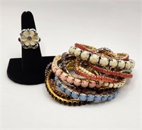 Rhinestone bracelets and rings