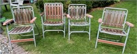 4 Redwood Folding Lawn Chairs