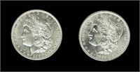 Coin 1882-O/O+1885-O,Morgan Silver Dollars-AU-BU