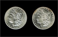Coin 1885-P+1904-O Morgan Silver Dollars-AU-BU
