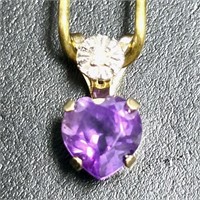 10K  1.39G, Amethyst And Diamond Pendant