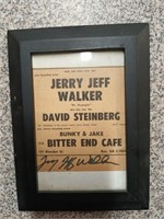 Autographed Jerry Jeff Walker newspaper clipping