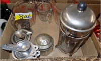 MEASURING CUPS, AND METAL COFFEE POT