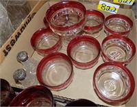 RED RIMMED  GLASSWARE