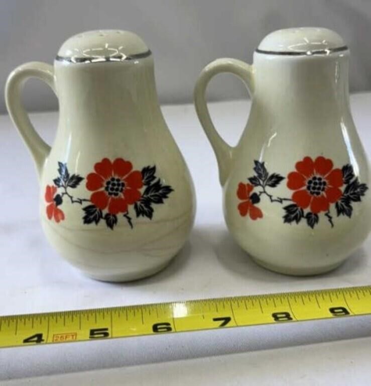 Hall China Red Poppy Salt and Pepper Shakers