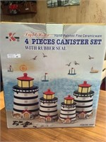 New 4 piece canister set lighthouses