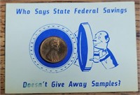 FEDERAL SAVINGS PROMO LINCOLN CENT
