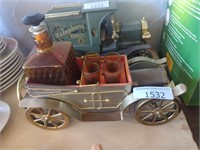 Vintage car whiskey decanter and shot glasses