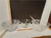 Glass Punch Bowl, Plastic Punch Bowl W/Ladle &