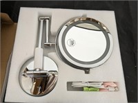 LIGHTED MAKE UP MIRROR, WALL MOUNTED